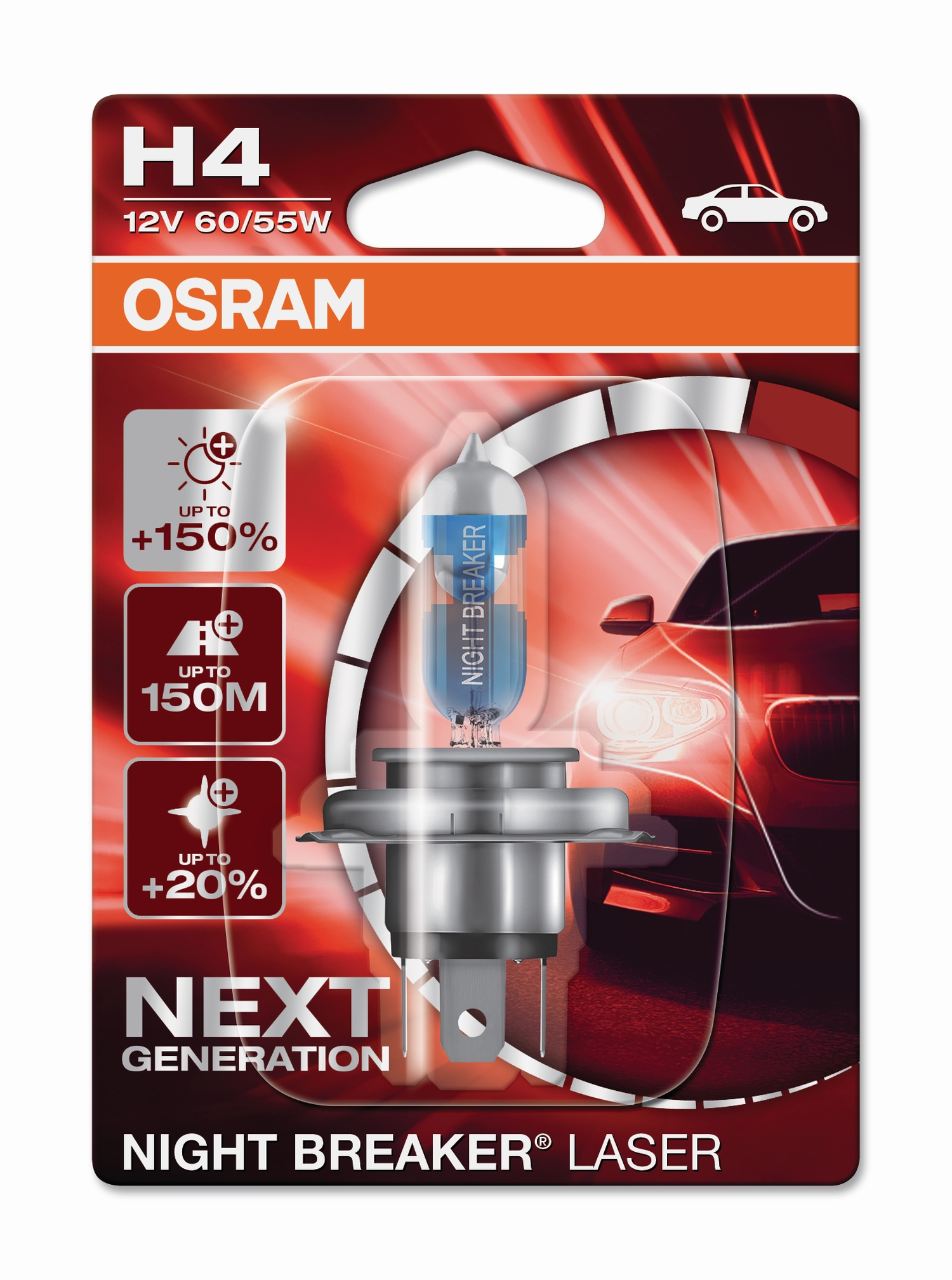 OSRAM Night Breaker Laser H4 +150% 12V-60/55W-P43t