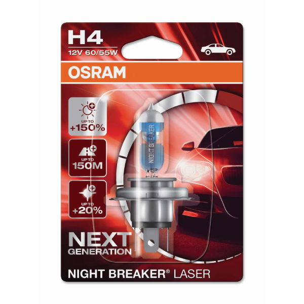 OSRAM Night Breaker Laser H4 +150% 12V-60/55W-P43t