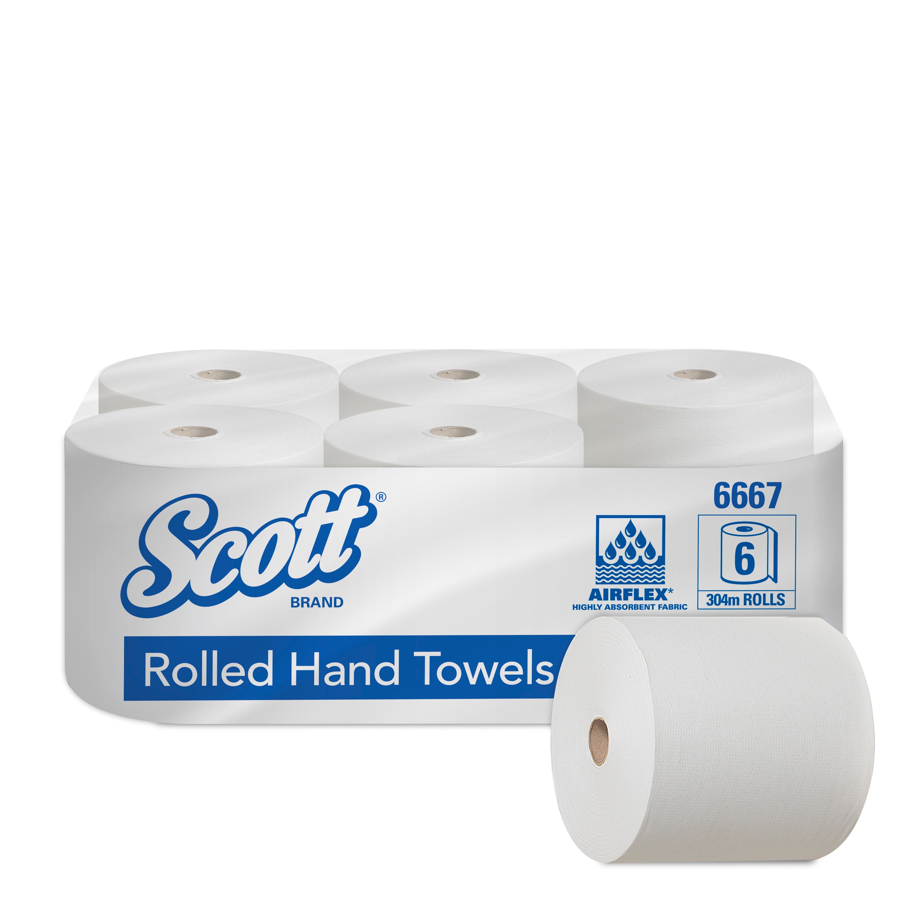 SCOTT® Rollenhandtücher weiß 304 m, 1-lagig, 6 Rollen/Pack