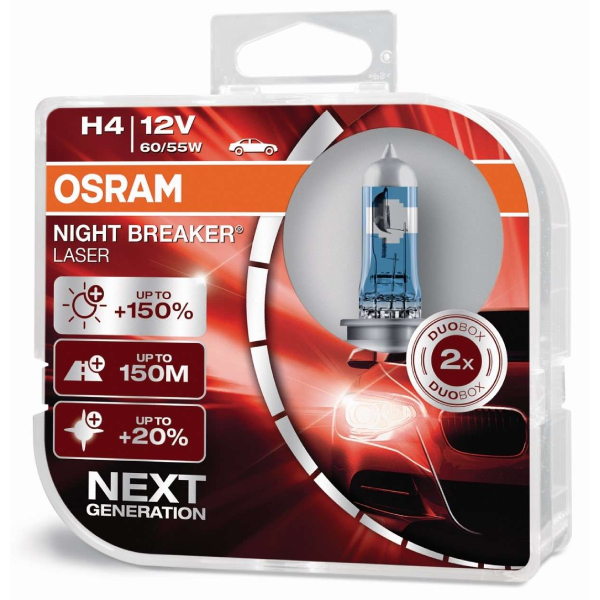 OSRAM Night Breaker Laser H4 +150% 12V-60/55W-P43t