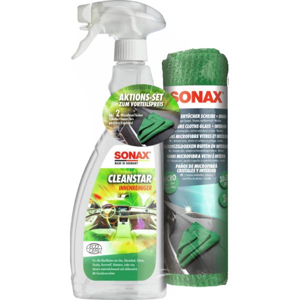 SONAX CleanStar mit MicrofaserTüchern Scheibe+Innen AktionsSet