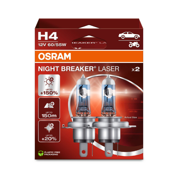 OSRAM Night Breaker Laser H4 +150% 12V-60/55W-P43t