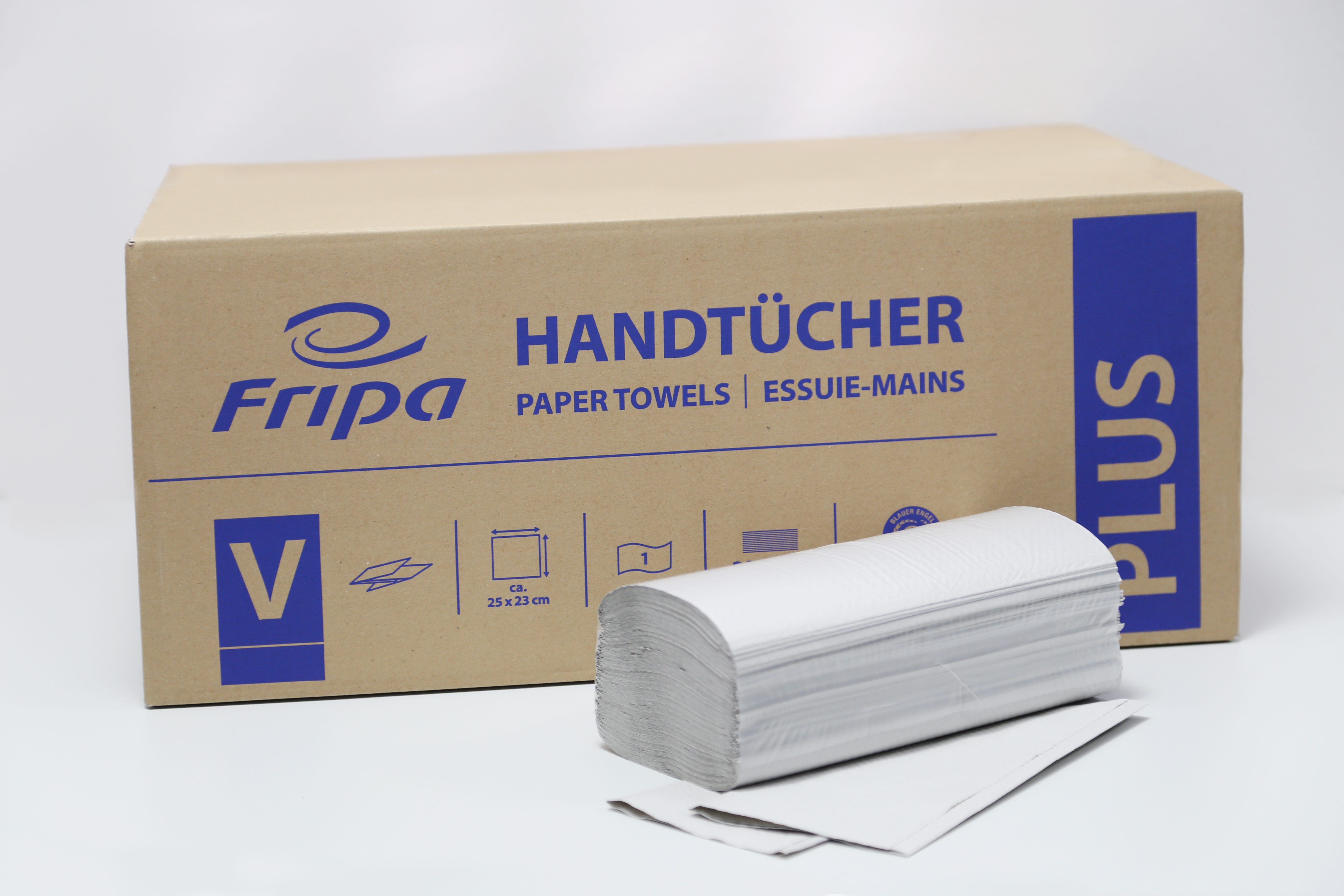 Fripa Papierhandtücher Plus 1-lagig grau V-Falz, 25 x 23 cm, Recyclingqualität, 5